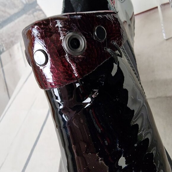 Rieker Patent Leather Derby Ankle Shoes Shoeties Two-Tone Black Burgundy Size 38 - Picture 9 of 16